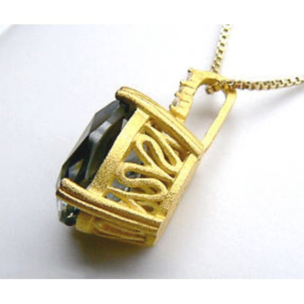 VERA WANG 18K Gold over SILVER Gray Solitaire Necklace - Picture 8 of 13